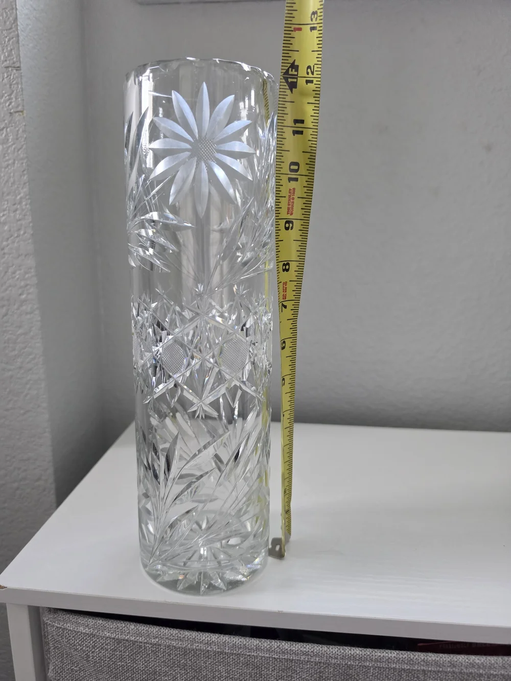 Antique Cut Crystal Tall Bud Vase - Clear